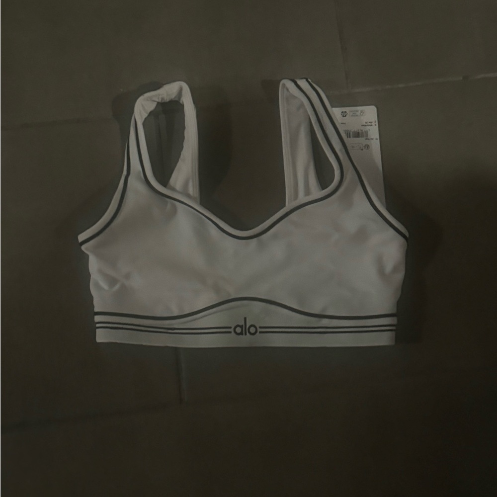 ALO Yoga White Sports Bra Seamless Racerback